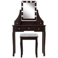 thumbnail image 4 of Patiojoy Detachable Vanity Table Set Makeup Table with Mirror &Cushioned Stool Brown, 4 of 5