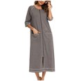 thumbnail image 1 of yievot Robe de Maison pour Femmes Longue à Fermeture Éclair devant Peignoirs Chemises de Nuit avec Poches Tenue d'Intérieur, 1 of 5
