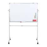 Trayknick Rolling Whiteboard, White Board with Wheels, Mobile Whiteboard with Stand, Portable Magnetic Dry Erase Board on Wheels, with 5 Markers, 12 Magnetic Nails & 1 Eraser