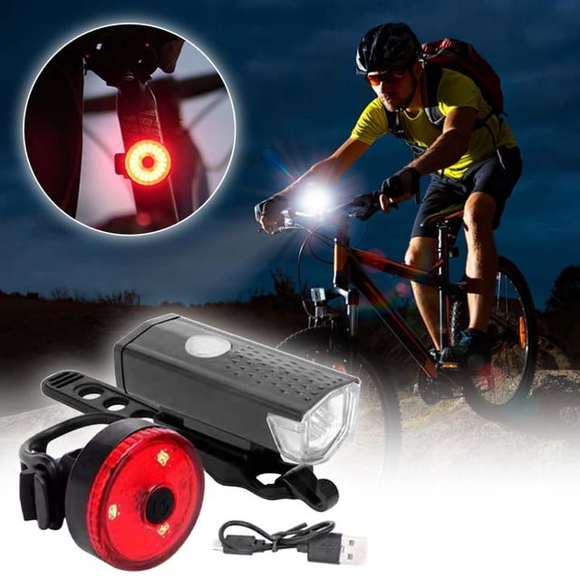 ZZkhGO Rechargeable Bicycle Light Set, USB LED Headlight Taillight Kit, Powerful Flash Bike Lights for Night Cycling Commuting Safety