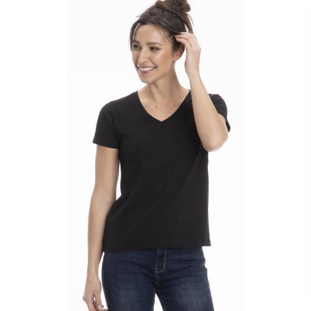 T-Shirts à Col en V pour Femmes (m, Noir)