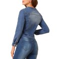 thumbnail image 3 of INSPIRE CHIC Veste en Denim Courte à Manches Longues Sans Col à Boutons pour Femme Bleu P, 3 of 6
