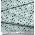 thumbnail image 2 of Soimoi Green Poly Georgette Fabric Snowman & Penguin Cartoon Fabric Prints By Yard 42 Inch Wide, 2 of 3