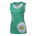 thumbnail image 4 of Qertyioot Hauts pour Femmes Hauts d'Été Col Rond Imprimé Marguerite Débardeur Sans Manches T-Shirts Blouse Graphique, 4 of 9