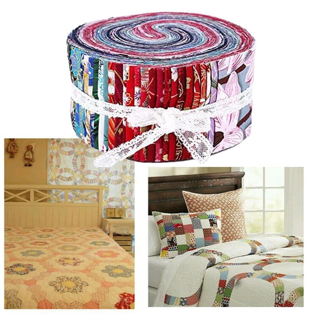 36 Pieces Jelly Fabric Roll 2.5 Inch Roll Up Fabric Quilting Strips Floral Printed Craft Fabric Bundle Precut Patchwork with Assorted Patterns , Blossom C 36PCS
