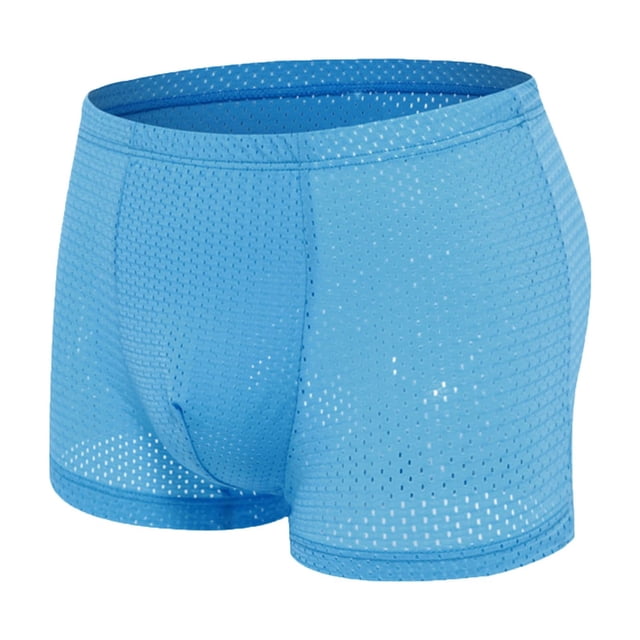 Long Leg Boxer Briefs for Men Athletic Swim Trunks Ice Silk Mesh Breathable Elastic Waist Solid Color Underwear