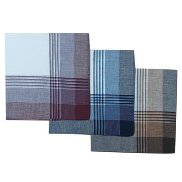 Milaget 12 pieces men's color stripes cotton handkerchiefs Hanky