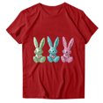 thumbnail image 4 of Pisexur Hauts de Printemps pour Femmes 2025, Hauts d'Entraînement pour Femmes, T-Shirt Imprimé à Manches Courtes Col Rond Chandail à la Mode Rouge, 2TG, 4 of 5