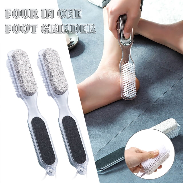 Multifunction Foot Care Tool Pedicure Brush with Pumice Stone and File for Exfoliation