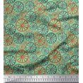 thumbnail image 1 of Soimoi Green Modal Satin Fabric Wheel Ethnic Decor Fabric Printed Yard 42 Inch Wide, 1 of 3