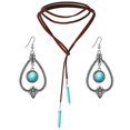 thumbnail image 1 of mmirethe Dangle Earring Long Pattern Hanging Pendant Popular Accessories Bohemian Necklace Anniversary Gift Decorations Neck Chain Necklace Earring Set 1Set, 1 of 6