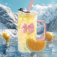 thumbnail image 1 of Chmadoxn Cups Transparent Square Glass Cup With Knot Handle And Straw For Coffee And Milk 400ml Water cup, 1 of 6