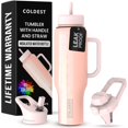thumbnail image 1 of Coldest 40 oz Tumbler with Handle and Straw, 100% Spill Proof Tumbler with Straw (3 Lids), Stainless Steel Insulated Leakproof Tumblers for Women Men, Cup Holder Fri, 1 of 9