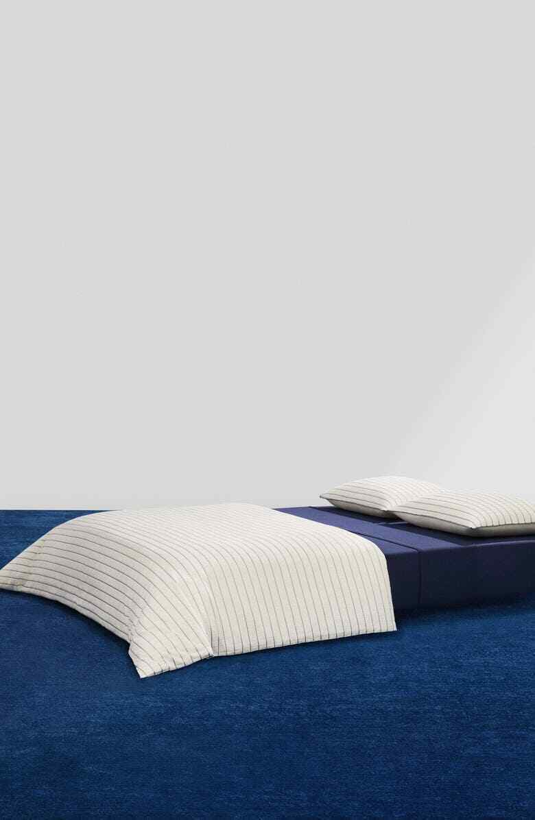 Calvin Klein Home Sonny Stripe Duvet Cover Cream / Navy ( Twin )