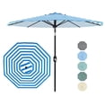 thumbnail image 2 of Parasol de Patio de 10 Pi pour l'Extérieur – 8 Nervures Robustes, Protection UV, Manivelle et Inclinaison à Bouton-Poussoir, Parasol de Marché Imperméable pour Jardin, Terrasse, Piscine Ou Cour – Rayures Bleues et Blanches, 2 of 6