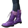 thumbnail image 4 of Chaussures pour Femmes Mode Automne Bottes d'Hiver pour Femmes Unies Mi-Mollet Plates à Bride avant Bout Rond Fermeture Éclair Latérale Bottes de Neige Bottes d'Automne en Liquidation, 4 of 9