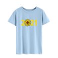 thumbnail image 2 of Hauts d'Été Grande Taille pour Femmes Chic Mode Femmes Manches Courtes Col Rond T-shirt 2021 Haut Imprimé T-shirt Col en V Femmes en Liquidation, 2 of 5