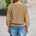 thumbnail image 4 of Longs Chandails pour Femmes Mode pour Femmes Col Rond à Boutons Manches Longues Hauts Unis Chandail à Enfiler Chandail Tendance et Confortable Vêtements d'Hiver Chandails d'Hiver pour Femmes, 4 of 8