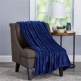 thumbnail image 1 of LHC 66-Throw002 Couverture en Velours Microfibre Surdimensionnée Polyester Uni - Bleu Nuit, 1 of 4
