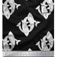 thumbnail image 1 of Soimoi Satin Silk Fabric Fish Block Fabric Prints by Yard 42 Inch Wide, 1 of 3