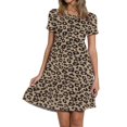 thumbnail image 3 of SMihono Robe d'Été Grande Taille pour Femmes 2023 Mode Décontractée Col Rond Couleur Unie Imprimée Manches Courtes, 3 of 6