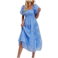 thumbnail image 2 of Gspmoly Robes pour Femmes Grande Taille, Robe à Épaules Dénudées à Manches Courtes Plissée à Taille Haute pour Femmes, Robes de Soirée pour Femmes Offres, 2 of 9