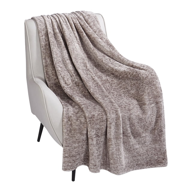HOMETRENDS Dark Grey Mélange Plush Throw