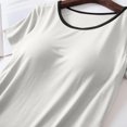 thumbnail image 3 of RKSTN Womens Tops Solid Color Crew Neck Short-sleeved Tops with Bra Pad Cup Super Soft Loose Fit Breathable Lounge Pajamas Tops, 3 of 3
