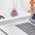 thumbnail image 4 of Crystal Quartz Resin Pyramid Desk Ornament 5cm Natural Stone Decorative Stand for Office Tabletop Zen Decor Gift, 4 of 6