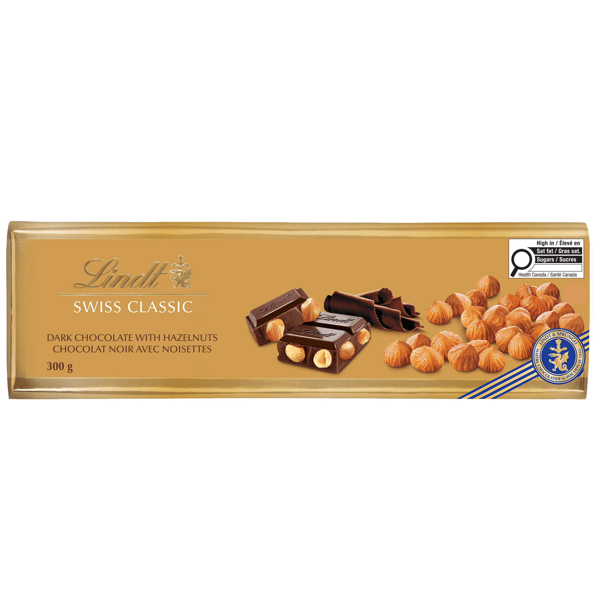 Lindt Tablette au chocolat noir et à la noisette SWISS CLASSIC, 300 g