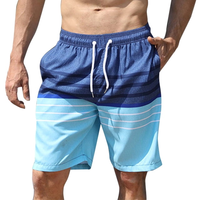 TIWEKE Board Shorts,Holiday Beach Swimming Trunks Shorts Swimsuit Men Light Blue,S