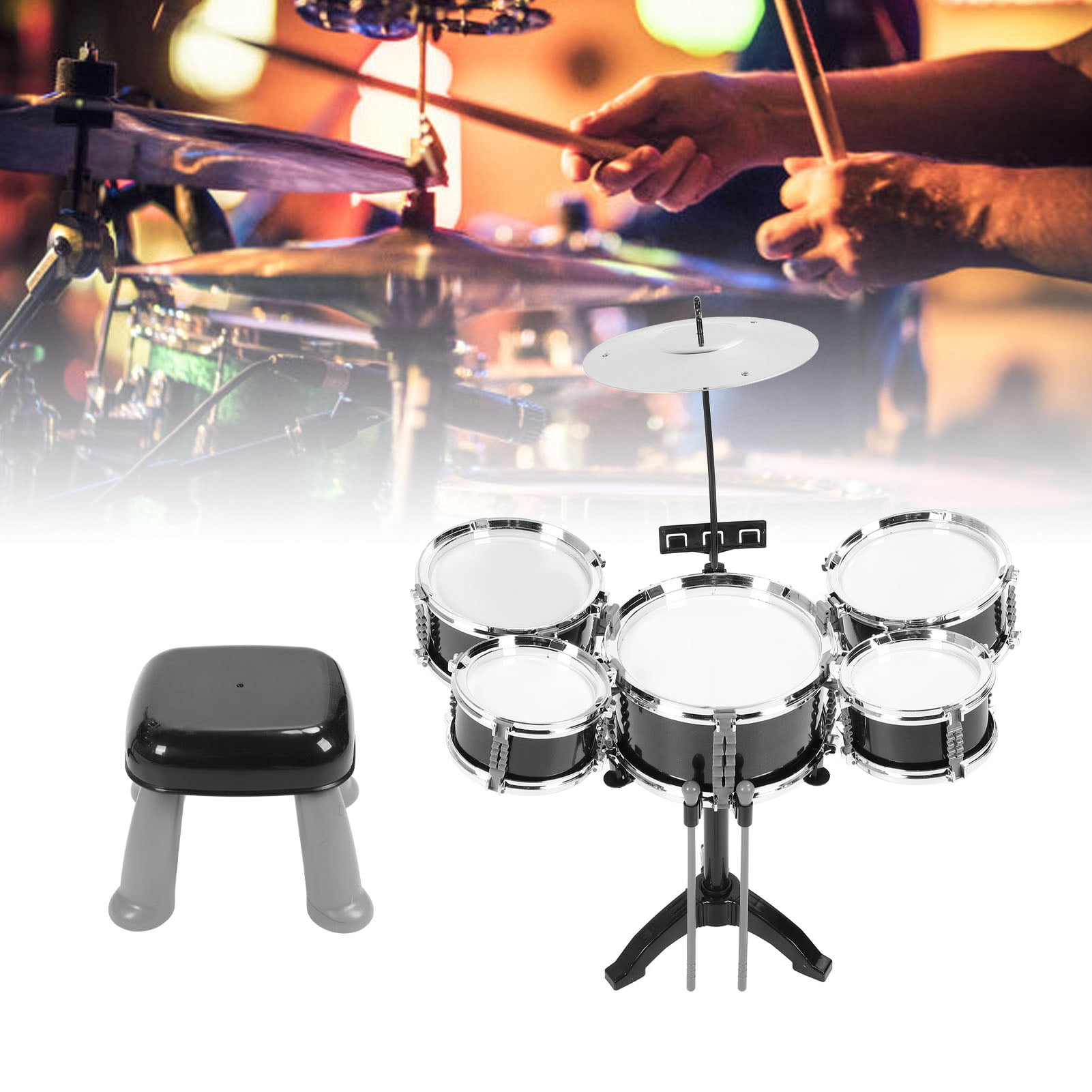 Toddler Jazz Drum Kit, Kids Drum Kit Toy Funny Safe Musical Instrument  for Beginners