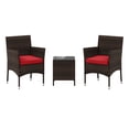 thumbnail image 1 of Gymax 3PCS Outdoor Rattan Conversation Set Patio Furniture Set w/ Red Cushions, 1 of 10