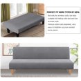 thumbnail image 4 of Armless Futon Cover Stretch Sofa Bed Slipcover Protector Elastic Feature Rich Textured High Spandex Small Checks Jacquard Fabric Futon Cover, Machine Washable, 4 of 7
