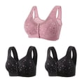 thumbnail image 1 of Bigersell Women's Bras Front Closure 3pcs Training Bra Style R-78 Breathable Pullover Bras Pack R-78-pinky, 1 of 5