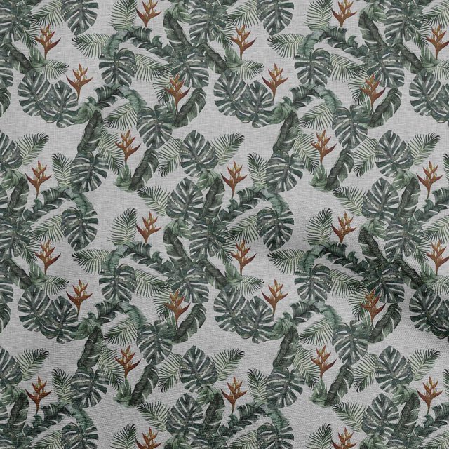 oneOone Cotton Cambric Gray Fabric Tropical Craft Projects Decor Fabric Printed By The Yard 56 Inch Wide