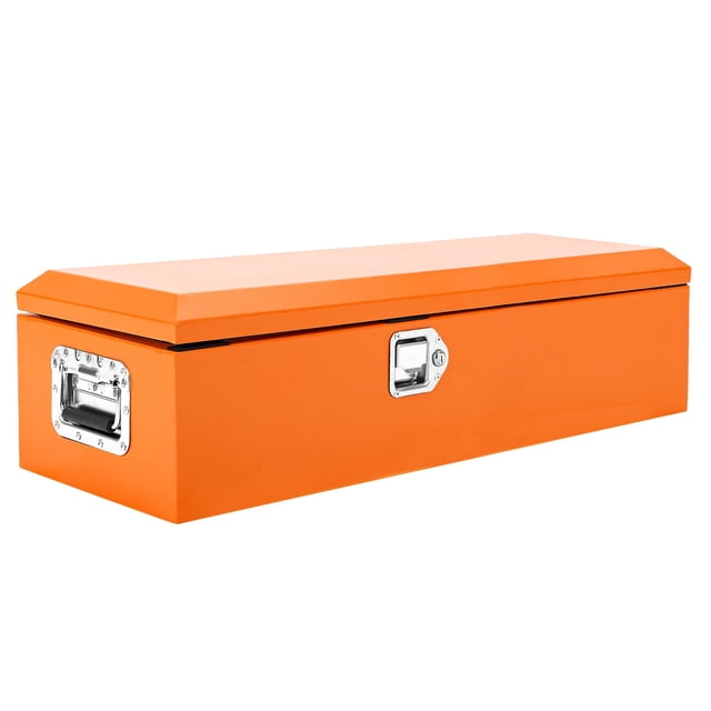 QinaQin Steel Truck Bed Toolbox, Diamond Plate Metal Storage Box with Lock and Side Handle for Pickup, Trailer and RV