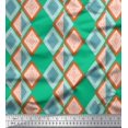 thumbnail image 1 of Soimoi Green polyester Crepe Fabric Stripe & Diamond Geometric Print Sewing Fabric Yard 42 Inch Wide, 1 of 3