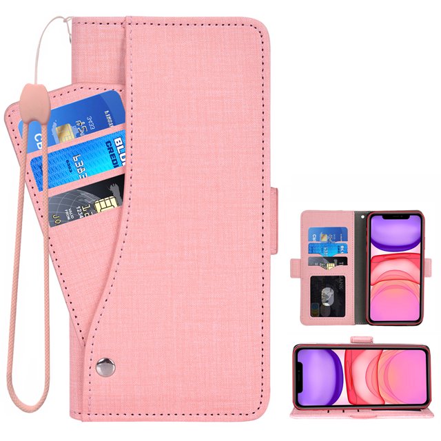 Wallet Case for iPhone XR, Blocking Card Slot Stand Shockproof TPU Interior Case PU Leather Magnetic Protect Flip Cover Compatible with iPhone XR, Pink