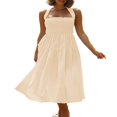 thumbnail image 4 of Robe Maxi Plissée d'Été pour Femme, Col Licou, Sans Manches, Robe Soleil, Dos Croisé, Fluide, Maxi Longue, 4 of 6