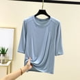 thumbnail image 2 of fatyb Chandails de Détente à Manches 3/4 pour Femmes Col Ras du Cou Amples et Confortables Blouses Chandail Décontracté de Tous les Jours T-Shirt de Pyjama, 2 of 3