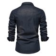 thumbnail image 2 of Men's Classic Denim Long Sleeve Shirt Solid Color Casual Button Down Work Shirt with Chest Pocket, 2 of 9