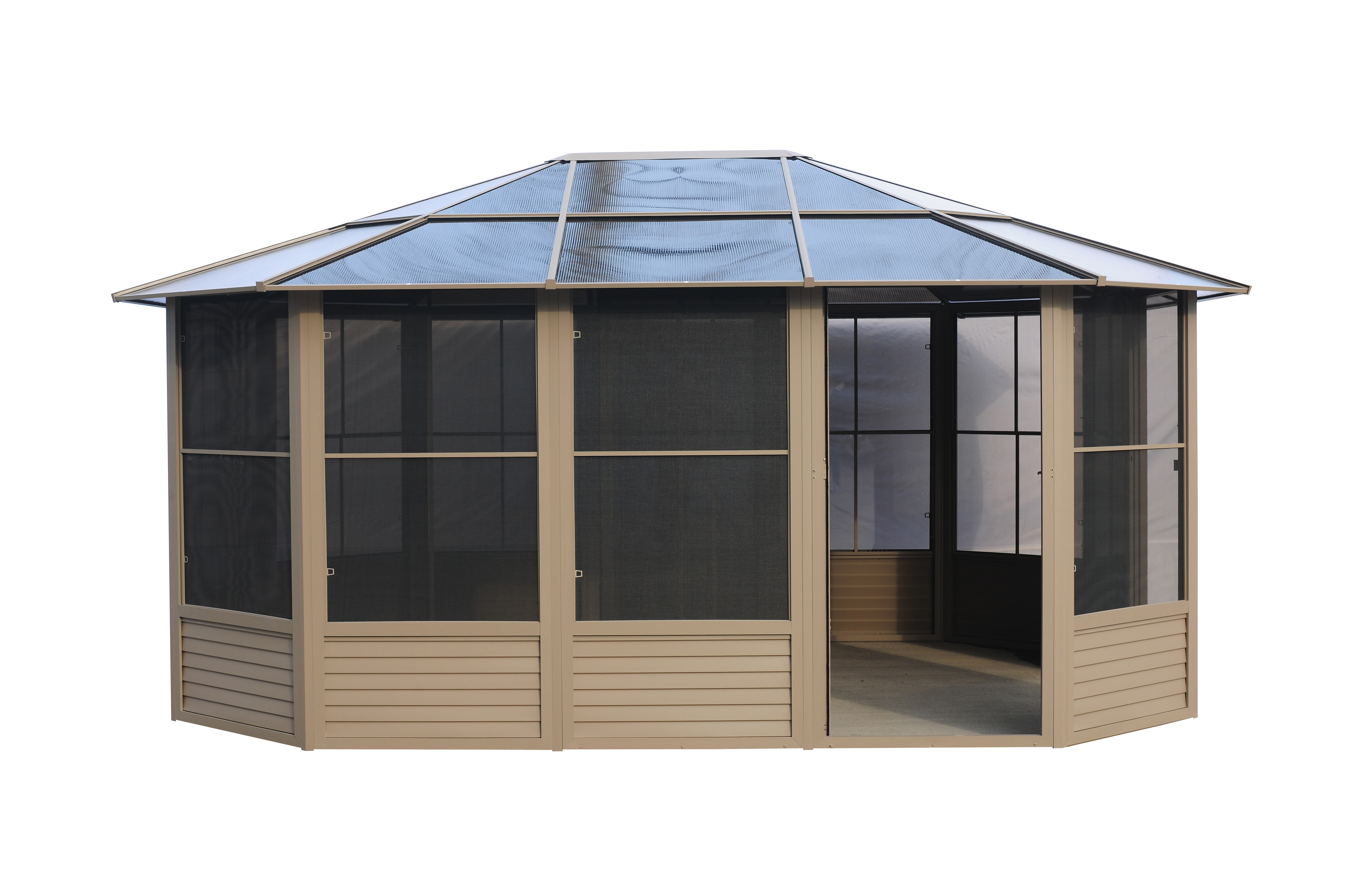 Gazebo Penguin Florence Solarium 12 Pi x 15 Pi Toit De Polycarbonate En Sable