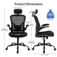 thumbnail image 3 of Ergonomic Office Chair with Adjustable Headrest, Lumar Back Support and Flip-up Padded Arms, High Back Task Chair Breathable Mesh Computer Desk Chair, 320lbs, 3 of 11