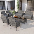 thumbnail image 4 of Costway 8 PCS Patio Furniture Set with Washable Cushions and Tempered Glass Coffee Table Gray, 4 of 8
