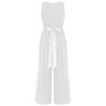 thumbnail image 3 of renvena Kids Girls Flower Wedding Party Bodysuit Ruffled Chiffon Pageant Banquet Rompers Summer Wide Leg Pants Jumpsuit Playsuit with Detachable Embellishment Ivory 16, 3 of 5