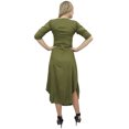 thumbnail image 1 of Bimba Robe Maxi à Drapé pour Femme Vert Olive avec Foulard à Pompons Imprimé-6, 1 of 6