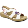 thumbnail image 1 of kozi Sandale Compensée Décontractée Confortable pour Femme, Mocassin à Enfiler OY3132 avec Bande Élastique et Bout Rond Ouvert, Fleur, Taille 9, 1 of 8