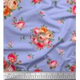 thumbnail image 1 of Soimoi Tissu Poly Georgette Feuilles et Imprimé de Fleurs de Roses, Tissu au Mètre, 42 Pouces de Large, 1 of 3