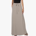 thumbnail image 2 of FAIWAD Women's Elastic High Waisted Maxi Skirt Drawstring Loose Casual Basic A-Line Skirts with Pockets, 2 of 8